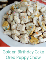 Birthday Cake Oreos on Golden Birthday Cake Oreo Puppy Chow Mini
